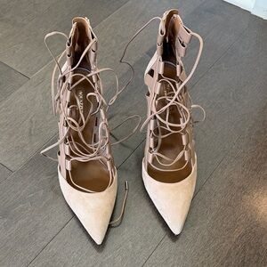 Aquazzura Pink Lace-Up Boots